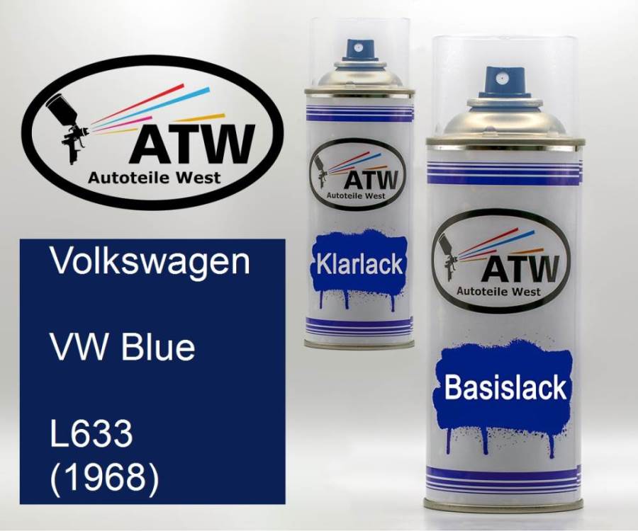 Volkswagen, VW Blue, L633 (1968): 400ml Sprühdose + 400ml Klarlack - Set, von ATW Autoteile West.